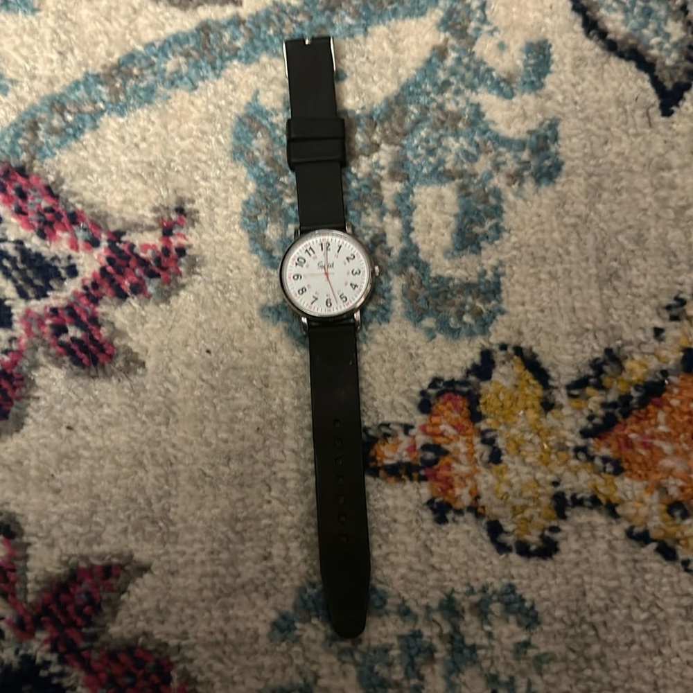 Speidel // anaolog watch silver detailing with black adjustable silicone strap